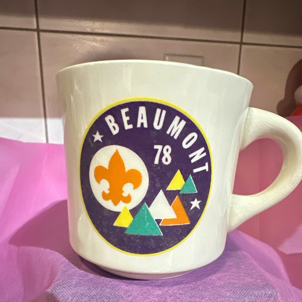Beaumont 78 Boy Scouts collectible white ceramic coffee mug cup